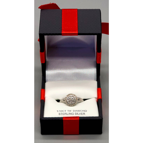 Diamond Round Cluster Cocktail Ring in Sterling Silver Size 7 - Picture 4 of 6